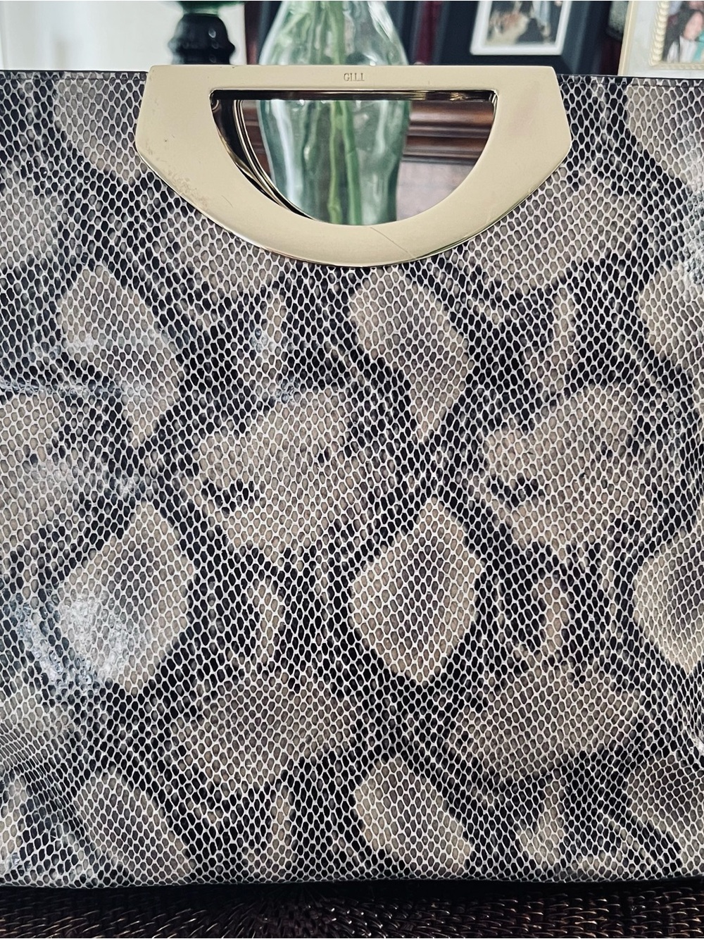 G.I.L.I Snakeskin Embossed Leather Tote